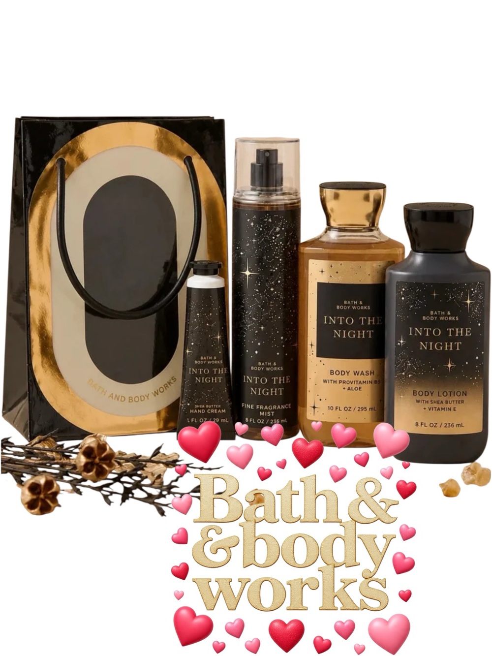 Bath & Body Works Into The Night Body Care Set - Black & Gold